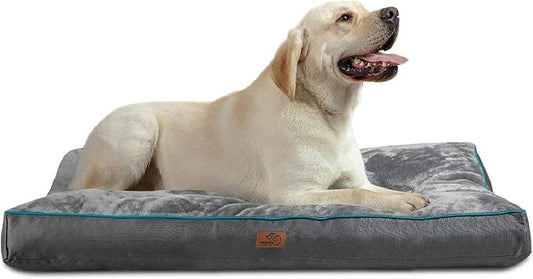 Bedsure XL Washable Dog Bed - 3 Inch Thicken Up to 100lbs Pet Mat Pillows with Removable Washable Cover, Grey