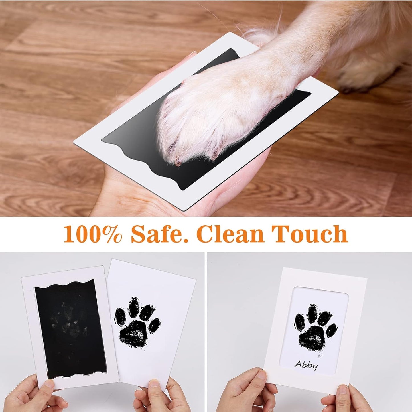 Nabance Paw Print Kit, Dog Nose Print Kit, No Mess Stamp Pad for Dogs & Cats, 11Pcs Pet Impression Kit with Photo Frames, Clean Touch Ink Pads