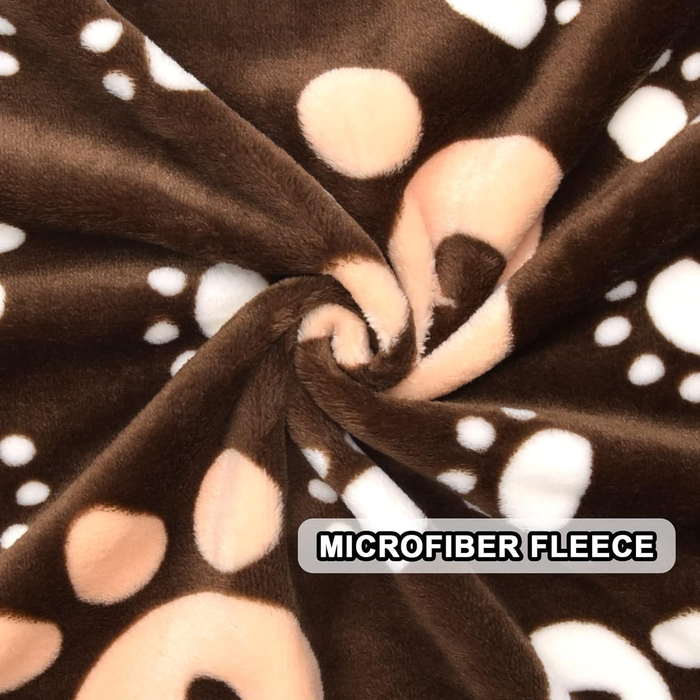 Dog Blanket, Soft Fleece Dog Blankets for Large Dogs, Fluffy Flannel Pet Cat Puppy Blanket Mat Cover for Bed Couch, Cute Paw Print Throw Blanket for Dogs, Brown 50"X40"