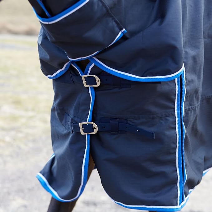 HORZE Glasgow Medium Weight Waterproof Combo Turnout Winter Horse Blanket with Neck Cover (150g Fill) - Dark Blue - 81 in