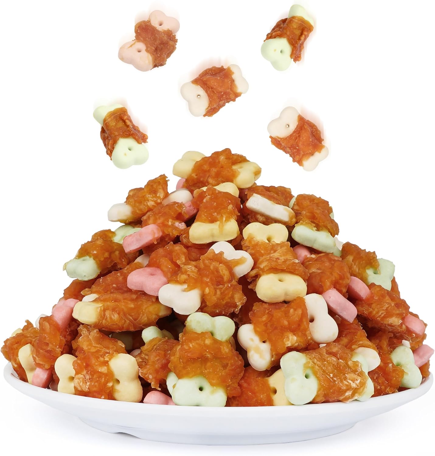 MON2SUN Dog Treats, Mini Chicken Wrapped Biscuits with Added Vitamins, Healthy Training Snacks for Small Medium and Large Dogs, 21.16oz