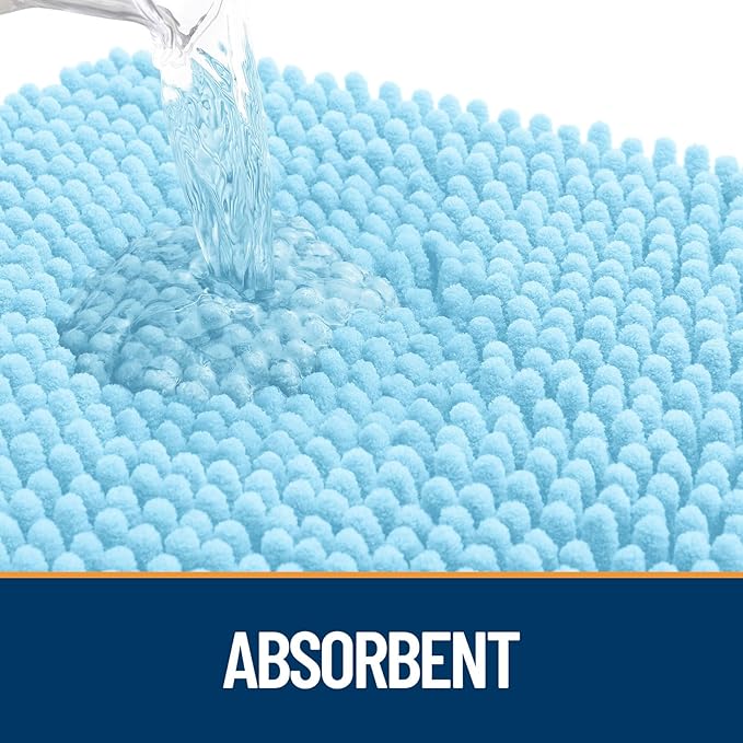 OLANLY Door Mat for Muddy Dog Paws 24x16, Ultra Absorbent Chenille Mud Doormat with Paw Print Design, Non-Slip Washable Doormat for Indoor Entryway, Quick-Dry Pet Bed Mats for Dirty Dogs, Blue