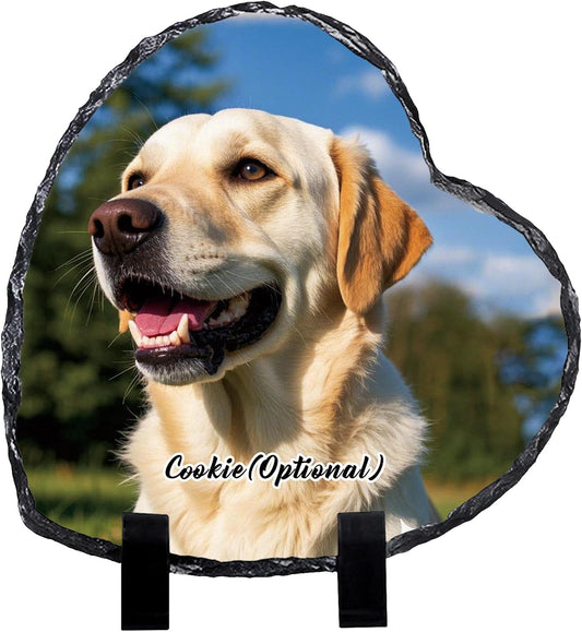 Bemaystar Customized Rock Slate Photo Frame- Personalized Picture Memorial Plaque, Creative Heart Shaped Picture Frame Gift for Couples Families Friends 5.9x5.9