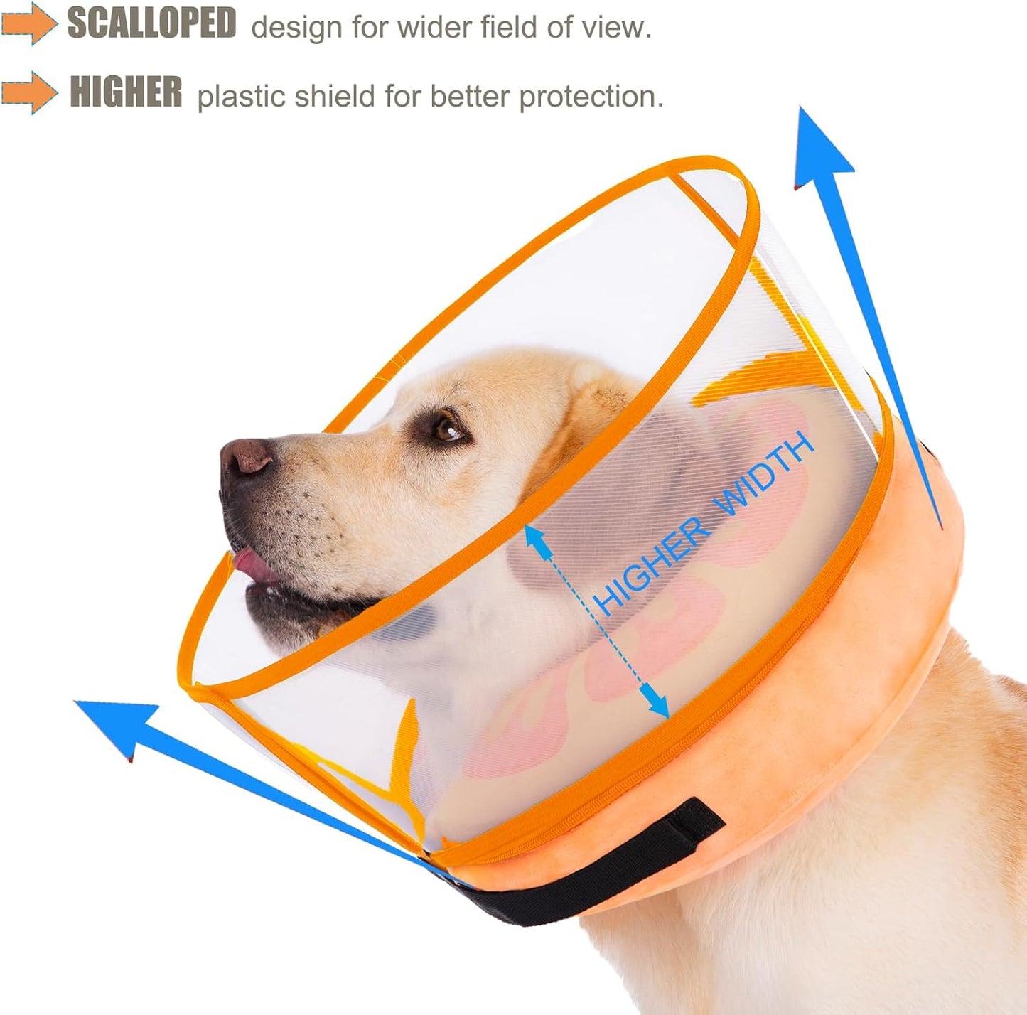 Inflatable Dog Cone Collar for Large Medium Small Dogs, Soft Dog Donut Collar Adjustable Recovery Cone for Pets After Surgery, Extra Enhanced Anti-Licking Guard Shield for Pets (Medium, Orange)