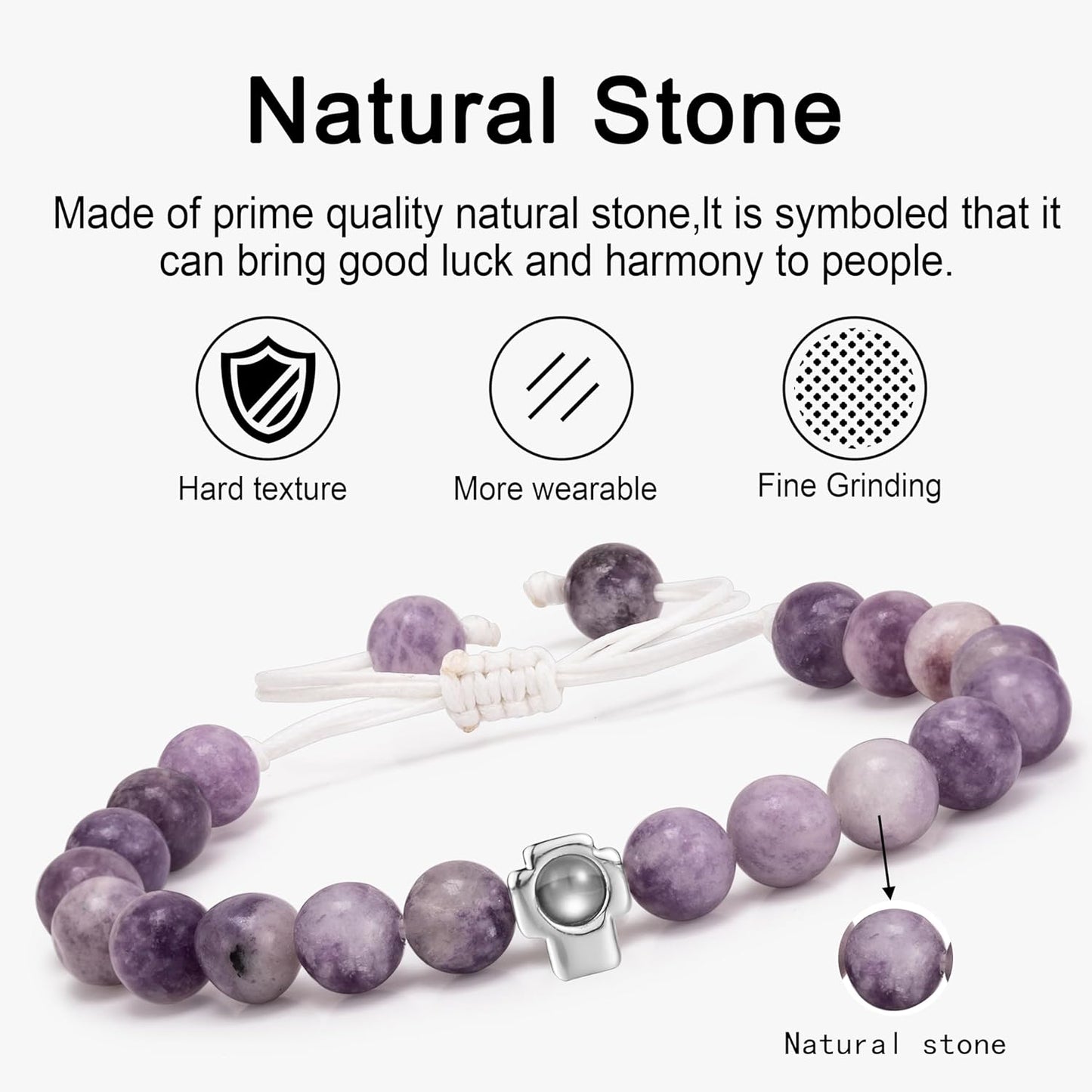 EMIRISTIC Custom Photo Bracelet - Personalized Picture Natural Stone Cuban Chain Bracelet - Any Special Day Gifts