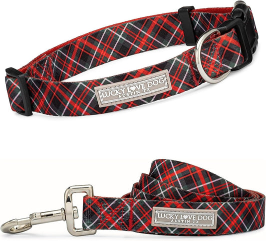Lucky Love Dog - Easy Click Buckle Dog Collar with Leash Set Combo, Durable & Comfortable for Male & Female Dogs, Pet Collar for Small to Large Dogs, Secure Fit - Heywood Combo, XL