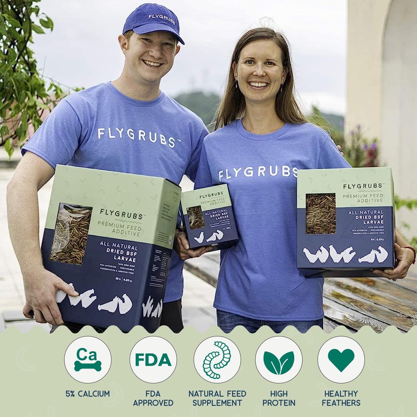 FLYGRUBS 5 lb Dried Black Soldier Fly Larvae - High-Calcium Chicken Treats for Laying Hens and Wild Birds - Nutrient-Rich Mealworm Alternative - Supports Feather Growth and Strong Eggshells