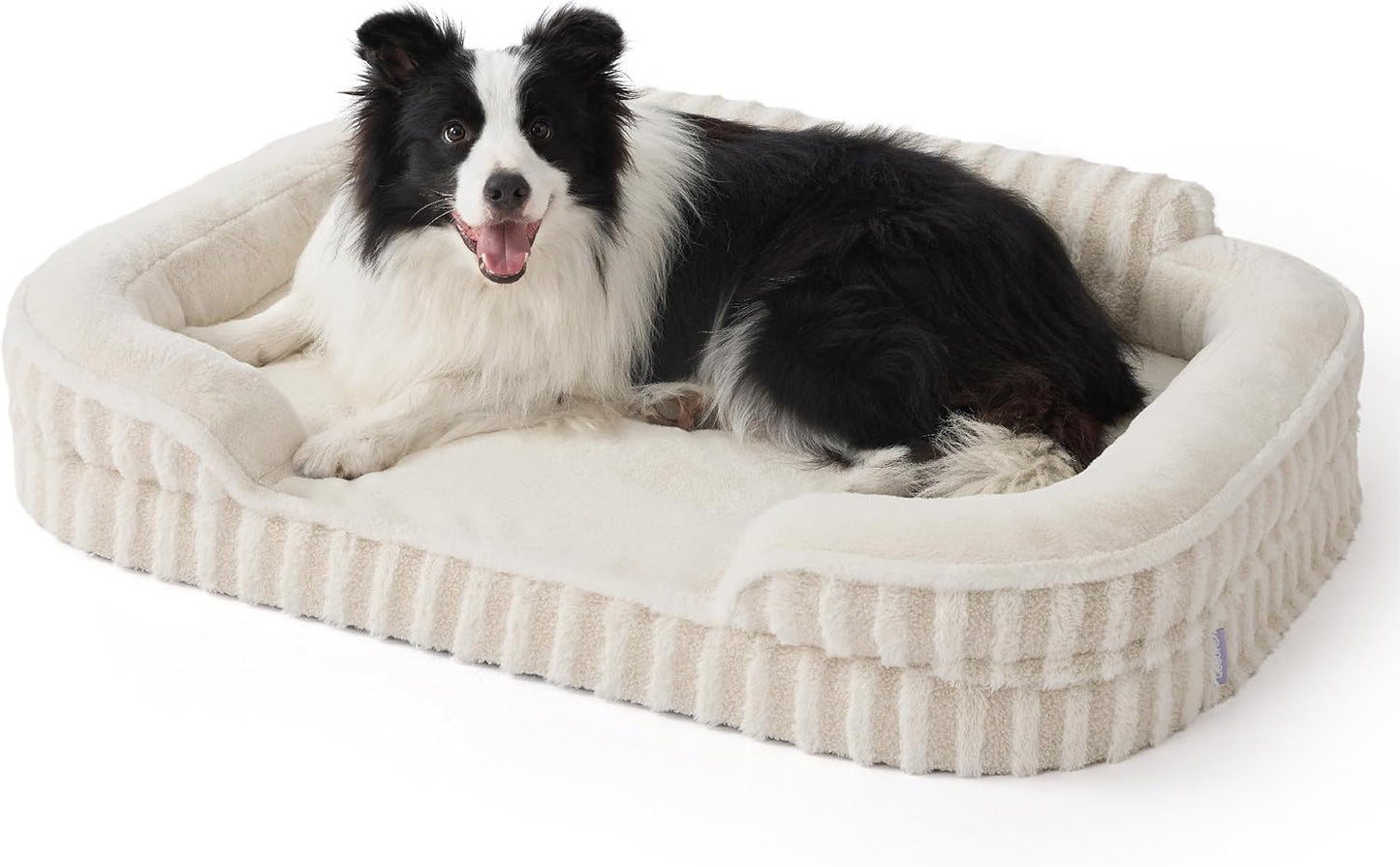 LE SURE Cute Dog Beds for Extra Large Dogs, Orthopedic Waterproof XL Pet Bed with Sides, High Back Non-Slip and Egg-Crate Foam Big Dog Couch Sofa with Washable Removable Cover, Beige