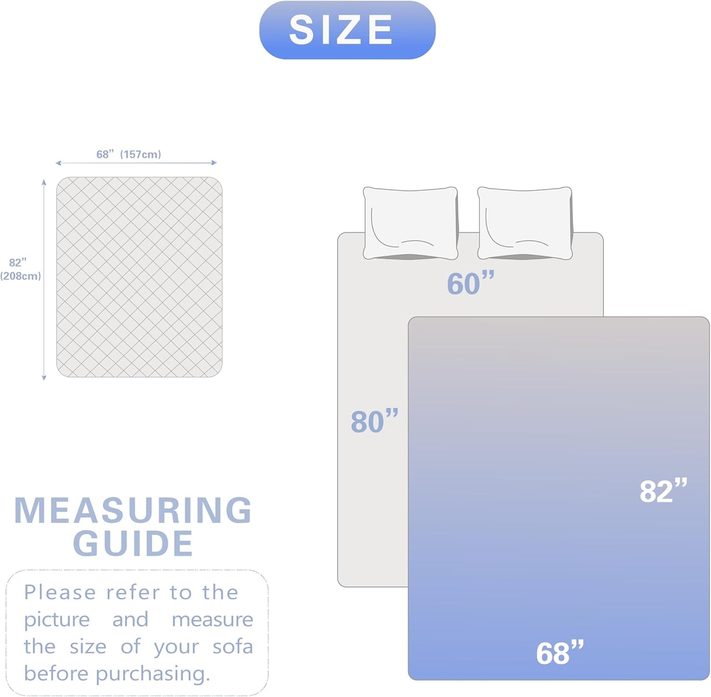 Dogs/Cats Bed Mats, Dog Pad Washable Removable Couch Cover with Anti-Slip Back, Plush Long Fur Mat, Perfect for Small, Medium and Large Dogs.(Navy Blue, 68"x82")