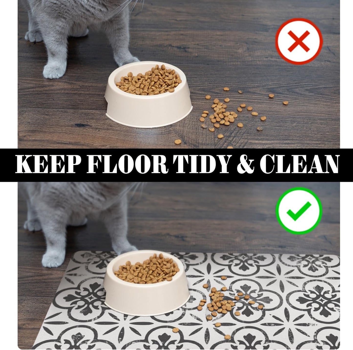 Dog Food Mats for Floors Absorbent, Pet Cat Food Mat - Quick Dry Dog Bowl Mats for Food and Water, Eco-Friendly Boho Pet Supplies