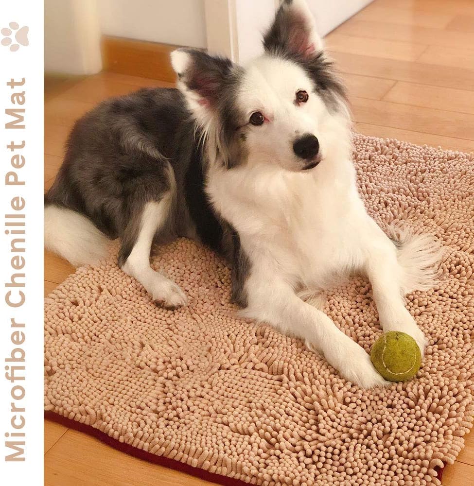 NJSBYL Pet Rugs Mats for Dog Cat Bathroom Door Rugs 26" x 36" Khaki Doormat Shaggy Chenille Pet Area Rugs Ultra Soft Water Absorbent Machine Washable Dry Area Rugs for Bathroom