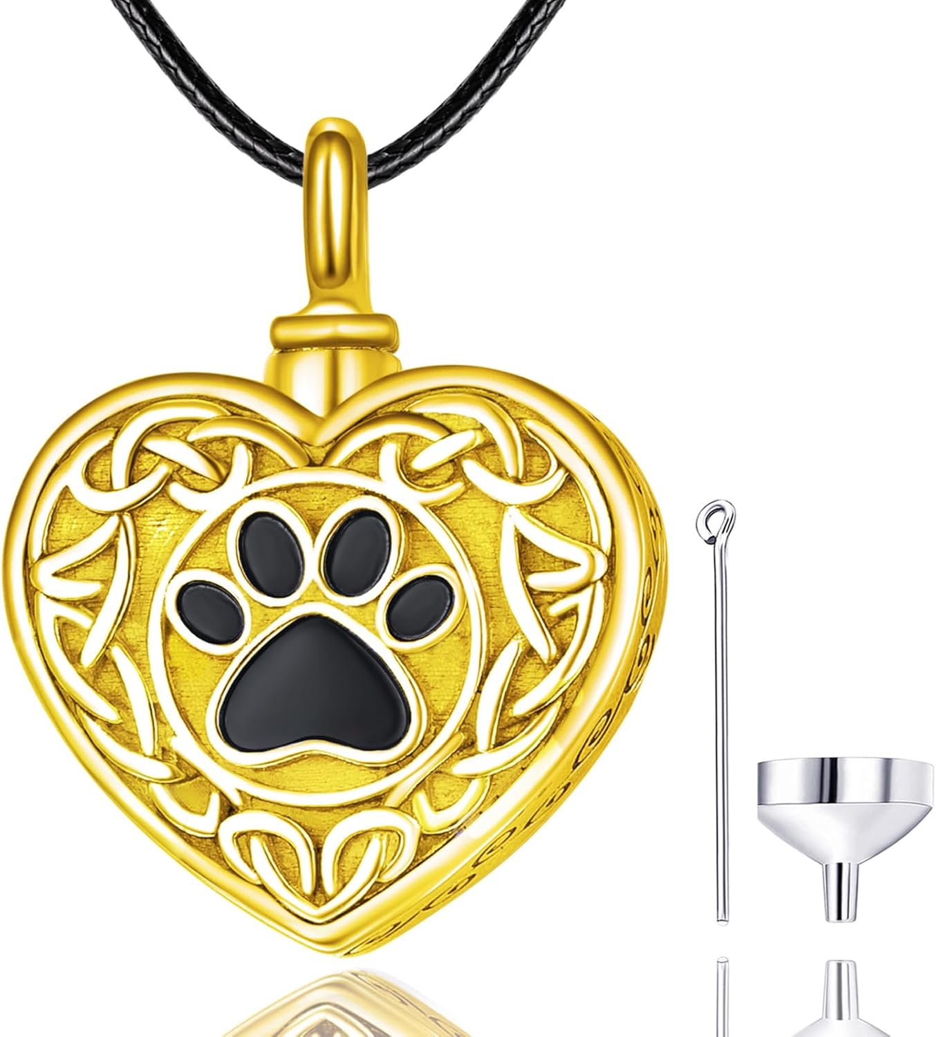 Dreamboat Pet Urn Necklace for Dog Cat Ashes 925 Sterling Silver Paw Print Cremation Keepsake Pendant Celtic Knot Memorial Jewelry Gifts for Women Men