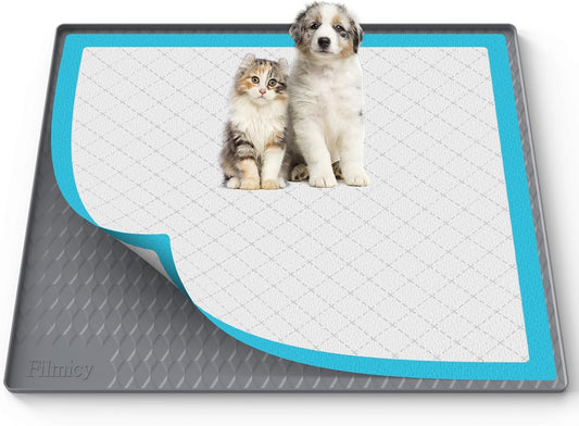 Pee Pad Holder for Dogs,Silicone Dog Puppy Pad Holder, 34 x 28 No Spill Raised Lip High Edge,Portable, Leak-Proof Mat Holder for Dog Training Pads,Square Potty Trays for Home Floor Protection