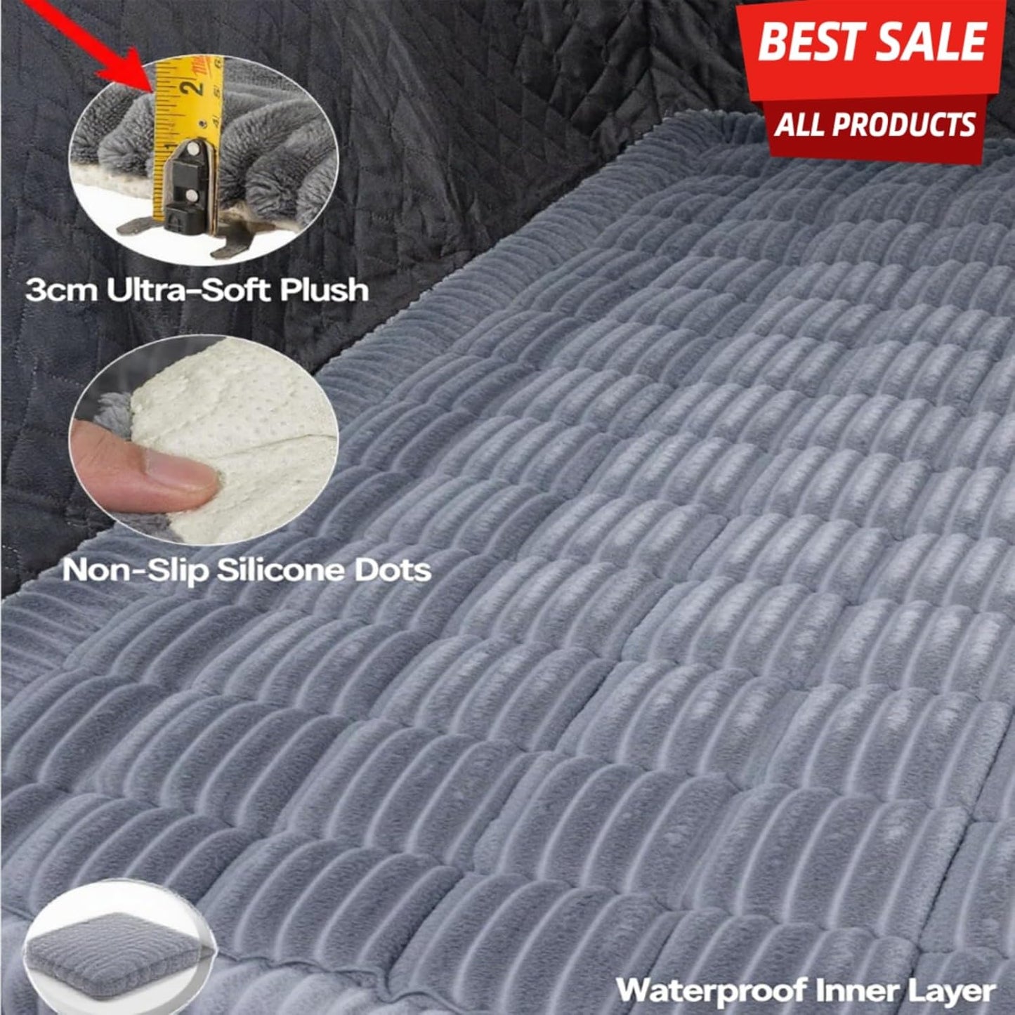 Car Backseat Dog Bed, car Backseat pet Cover, Non-Slip Travel pet mat. Lightweight and Portable, Soft, Durable, and Easy to Clean. Suitable for SUVs, Trucks, and Cars Backseat Extender (23.5" x 51").