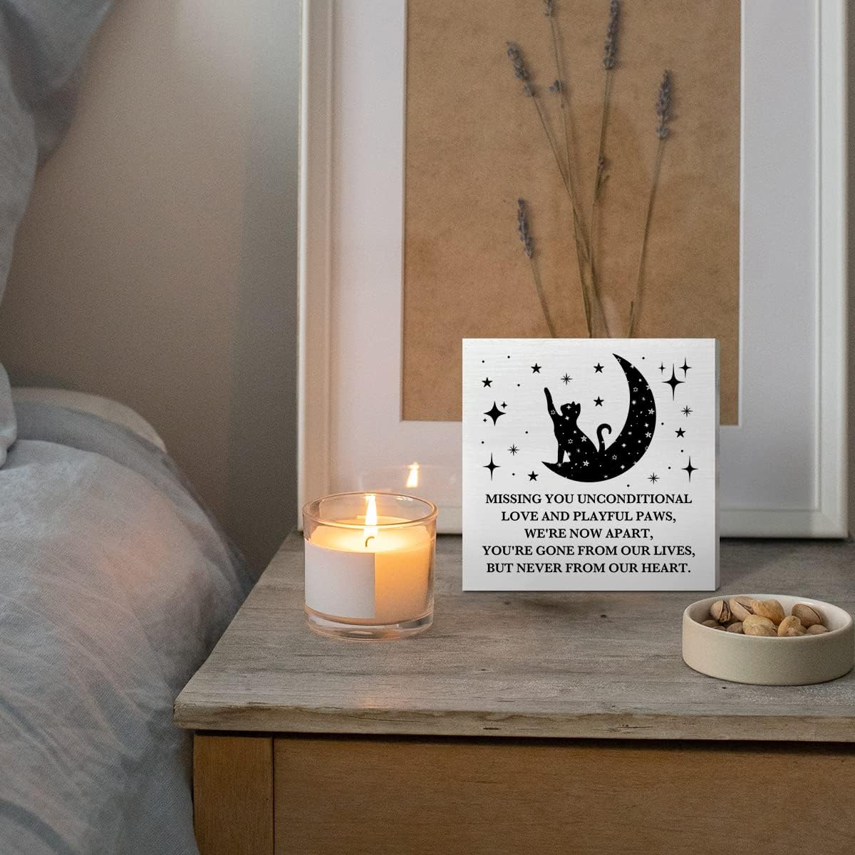 Memorial Gifts for Lose of Cat, Sympathy Gifts for Pet Cat Remembrance Bereavement, Missing You Unconditional Love Memorial Desk Decor Wooden Box Sign