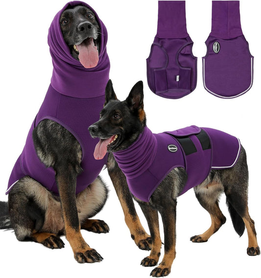 Dog Anxiety Vest with Hood, Skin-Friendly Thunder Jacket for Dogs, All-in-One Dog Calming Shirt with Hood for Thunder, Fireworks, Separation - Keep Pet Calm Without Medicine, Purple, 2XL