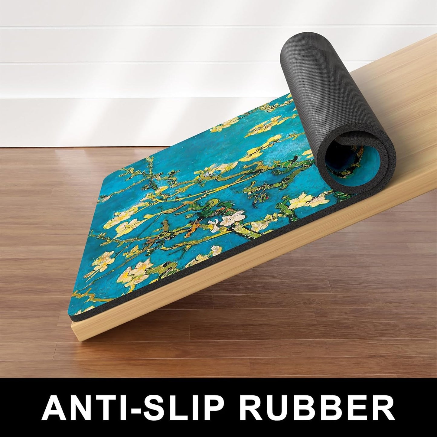 Dog Food Mat, 12" x 19" Flower Absorbent Dog Cat Bowl Mat for Food and Water, Cute Anti-Slip Rubber Pet Feeding Rug Protect Floors, Placemat for Feeding & Watering Supplies, Green