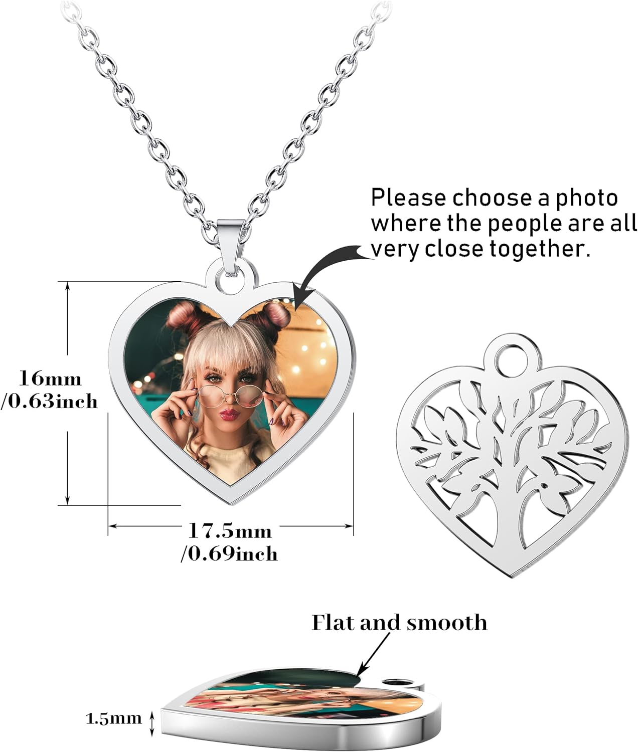 CharmSStory Personalized Photo Necklaces Custom Engraved Name Necklace Memory Keepsake Picture Necklace Pendant Customized Gifts for Women Men