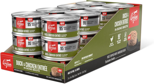 ORIJEN Premium Pate Wet Cat Food in Bone Broth Duck & Chicken Entrée 3oz Cans (24 Count)