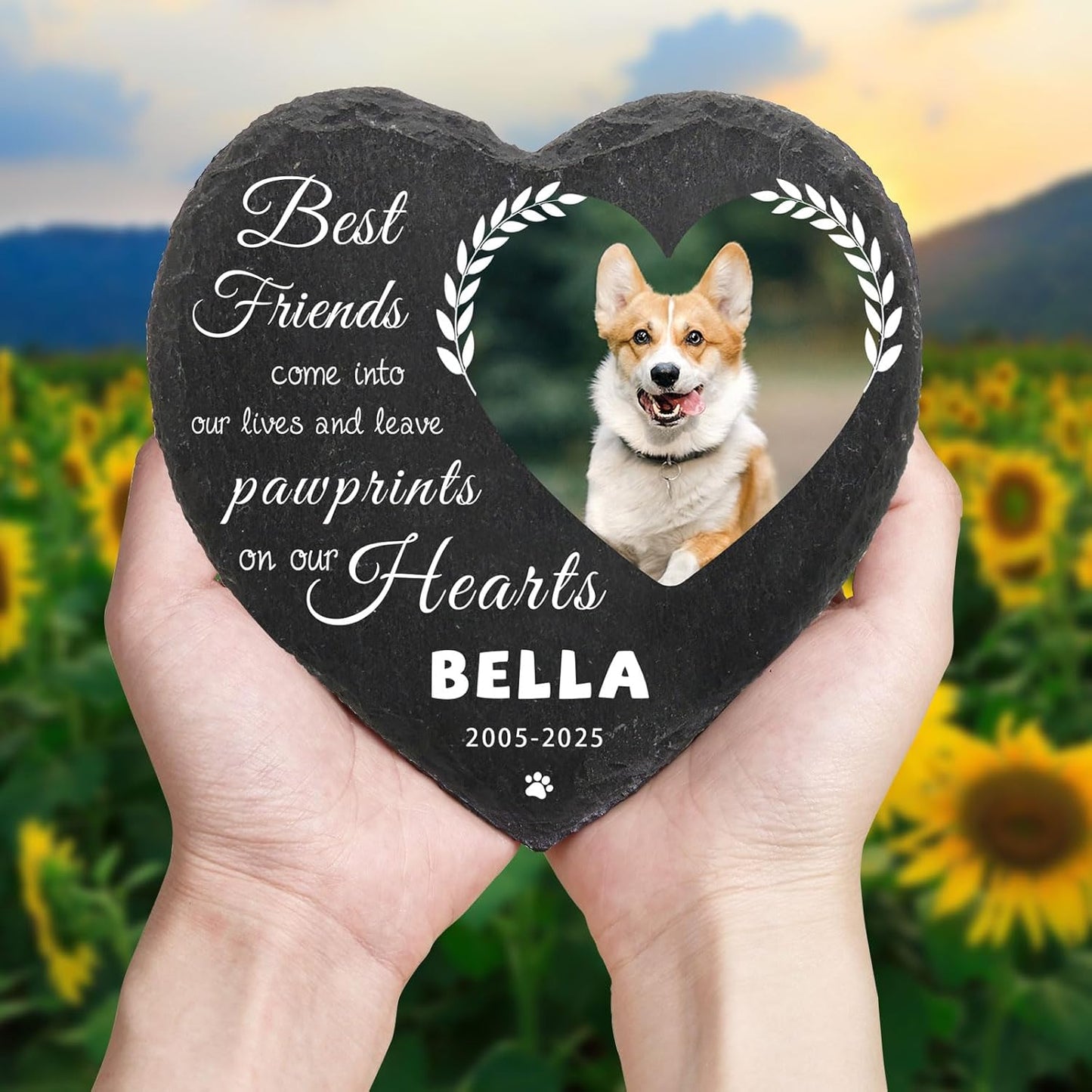 Dog Memorial Gifts for Loss of Dog Cat,Personalized Pet Memorial Stone with Photo Name,Custom Pet Remembrance Gifts,Cat Memorial Sympathy Gift,Dog Passing Away Gifts,Memorial Plaques for Dogs