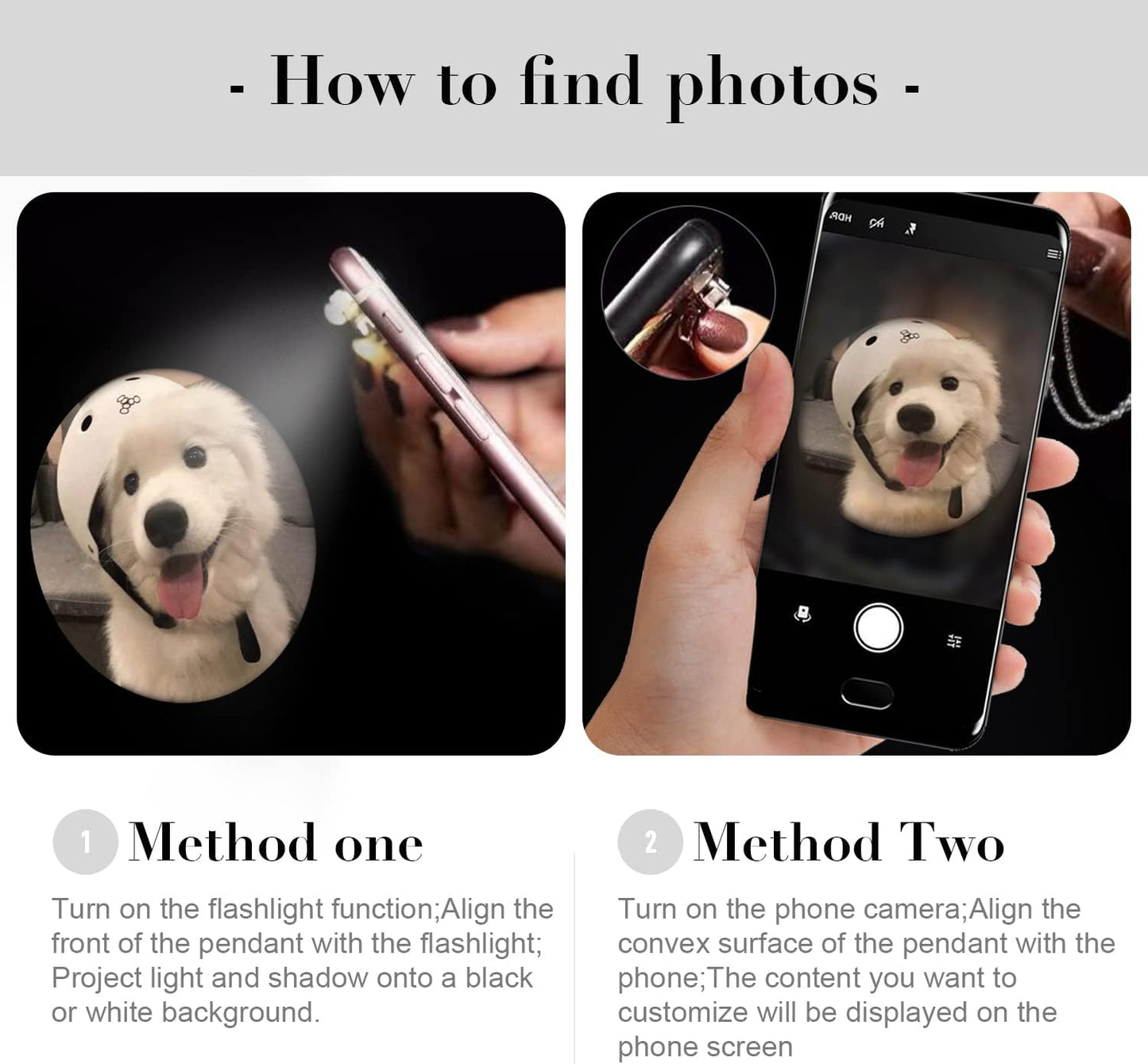 OPALSTOCK Personalized Pet Photo Necklace, Custom Photo Charm Projection Necklace Dog Cat Paw Pendant Pet Memorial Jewelry