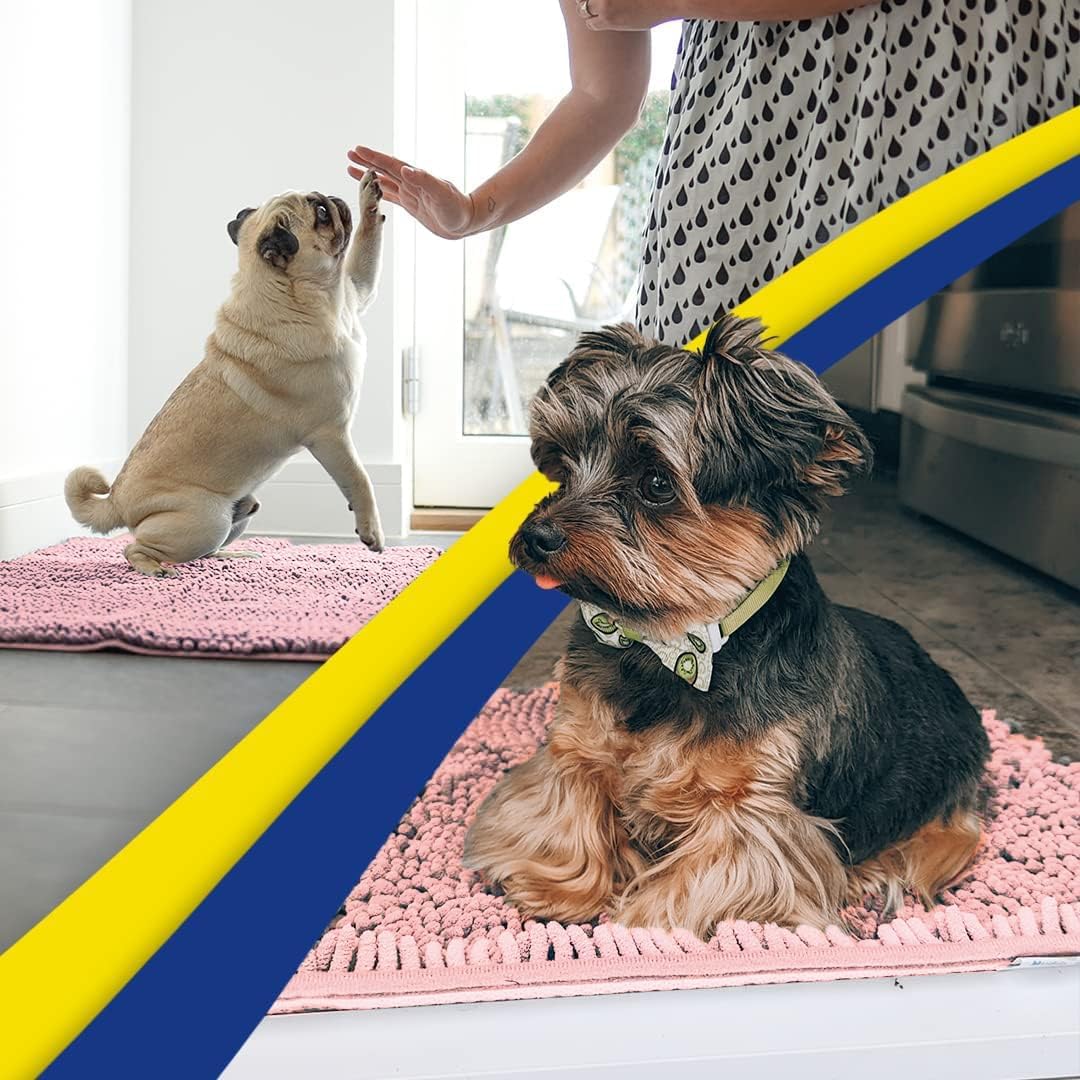 Muddy Mat® Shown on TV – Super Absorbent Door Mat Indoor, Microfiber Quick Dry Chenille Entryway Rug, Non-Slip Front Door Mat, Indoor Mats for Entryway, Machine Washable Pet Rug, Pink 36"x60"