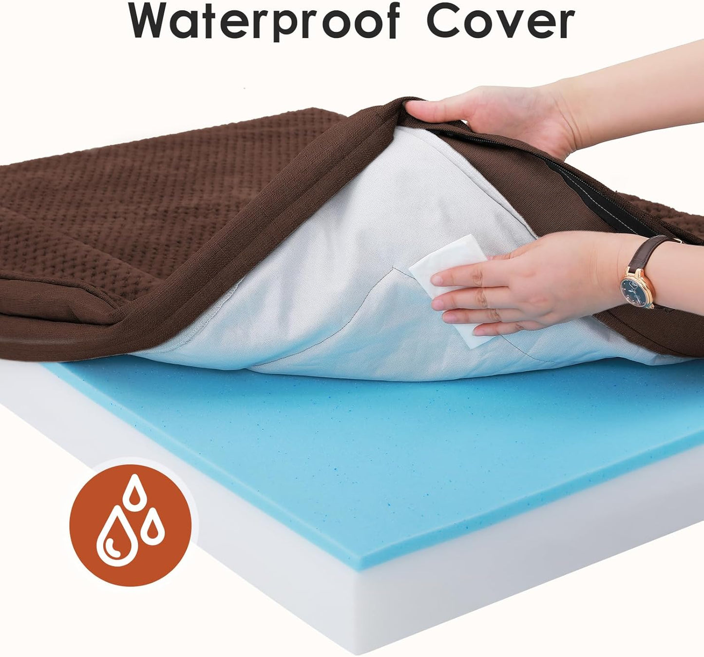 Orthopedic Dog Bed Medium Size Dog, Memory Foam Pet Bed for Small and Medium Dogs, Washable Removable Cover, Nonskid Bottom, Waterproof, 35x23x6 Inches, Brown Grey