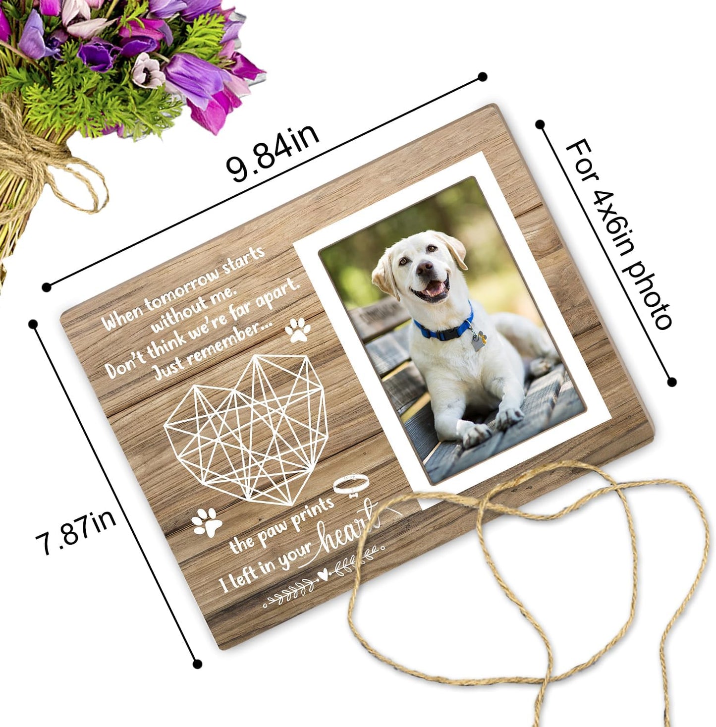 Pet Memorial Picture Frame, Pet Dog Photo Frame, Pet Cat Memorial Photo Frame, Photo Frame Gift for Dog Owners Sympathy for Loss of Pet,4 x 6In Photo12P040