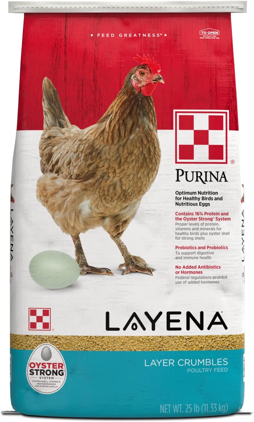 Purina Layena | Nutritionally Complete Layer Hen Feed Crumbles - Chicken Feed | 25 Pound (25 lb) Bag
