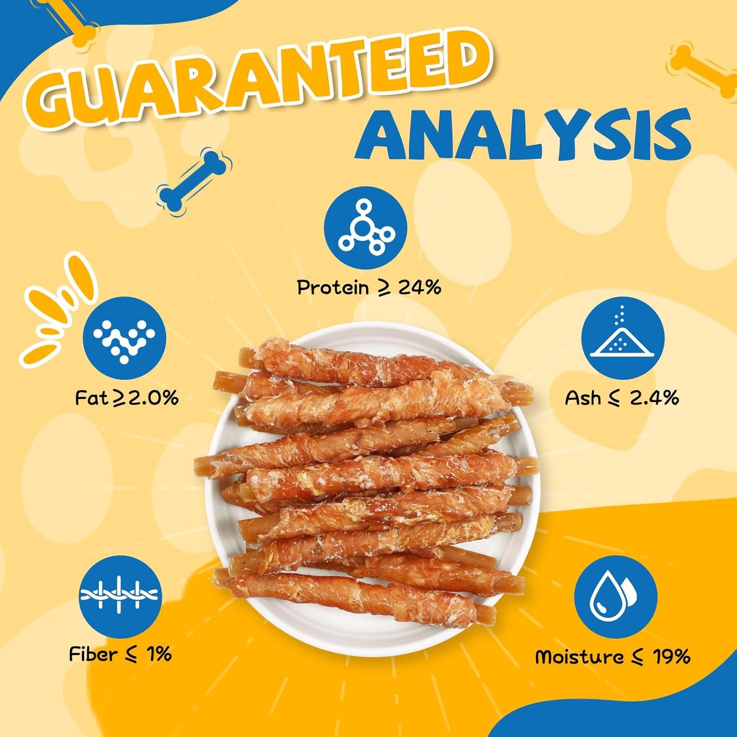 Gazeupon Dog Dental Treats, Chicken Wrapped Peanut Butter Sticks, Healthy Training Snacks for Dogs, Easy to Digest, w/Glucosamine Chondroitin