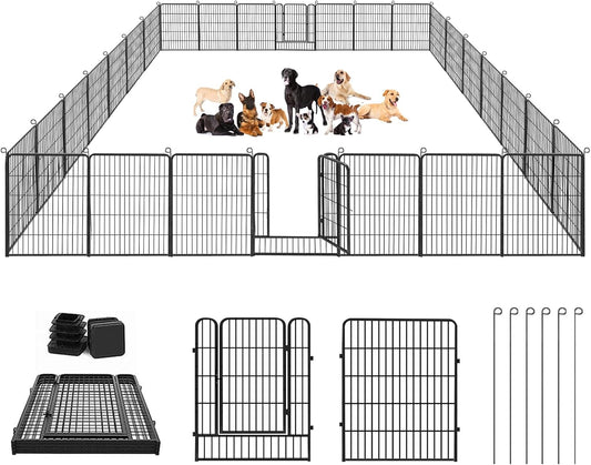 Dog Playpen Dog Fence Outdoor for Yard, 32inch 28 Panels Dog Pens Outside Anti-Rust Pet Playpen Exercise Pen with Lock for Large Medium Small Dogs, Portable Pet Fence for Yard RV Camping