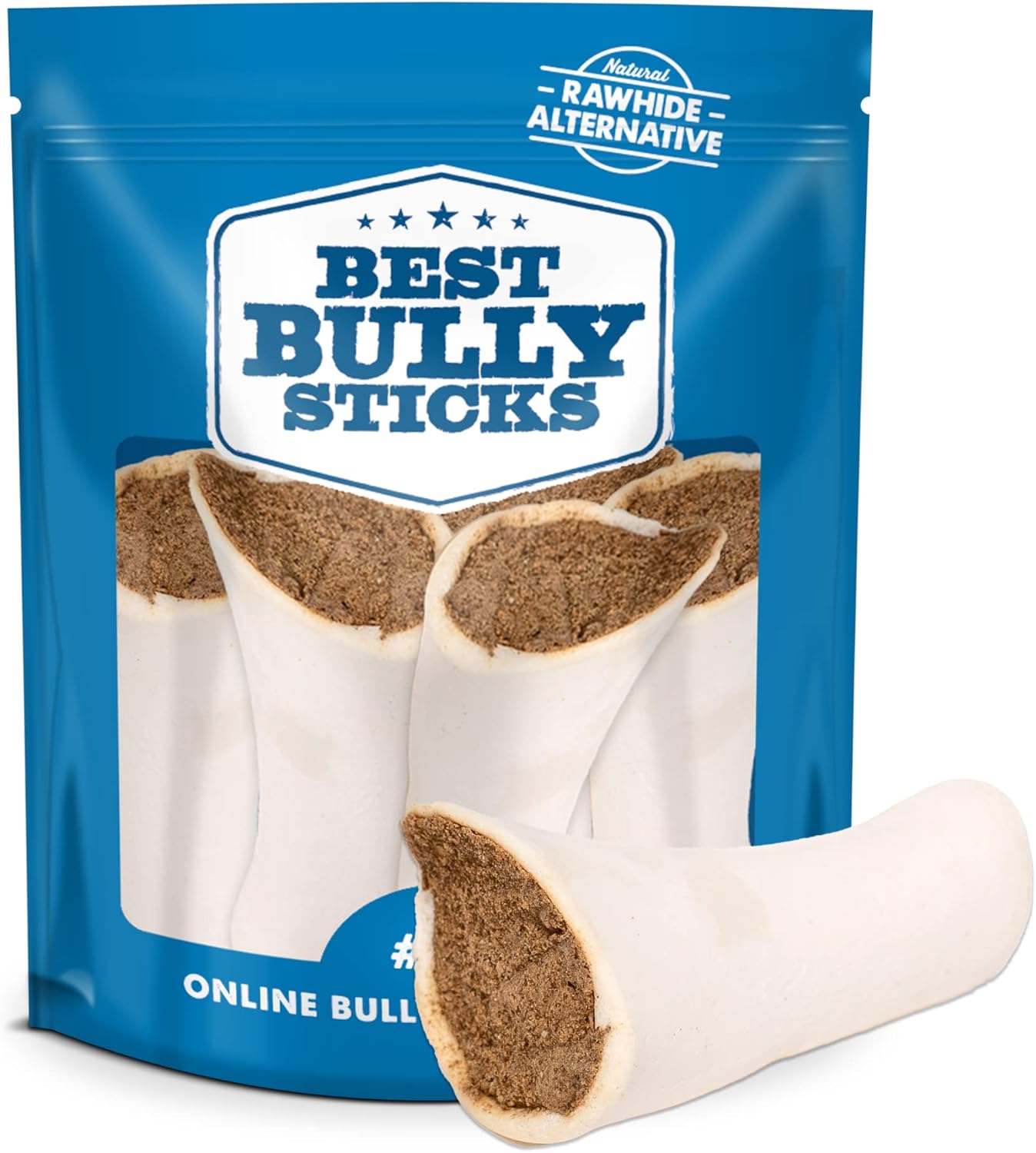 Best Bully Sticks 5-6 Inch Pumpkin Sweet Potato Filled Shin Bones for Dogs - 5 Count (Pack of 1) - Easily Digestible, Long-Lasting, Refillable Treat