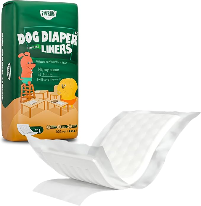 Disposable Dog Diaper Liners Booster Pads for Male & Female Dogs, 100ct, 4 Sizes Options, Doggie Diaper Inserts fit Most Types of Dog Diapers - Pet Belly Bands & Male Wraps (Large (100 ct))