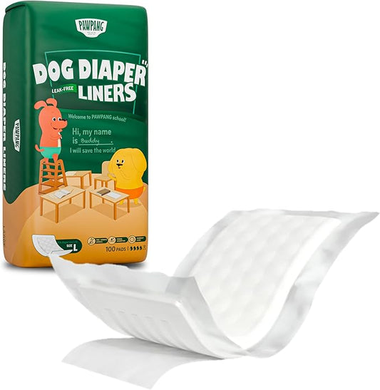 Disposable Dog Diaper Liners Booster Pads for Male & Female Dogs, 100ct, 4 Sizes Options, Doggie Diaper Inserts fit Most Types of Dog Diapers - Pet Belly Bands & Male Wraps (Large (100 ct))