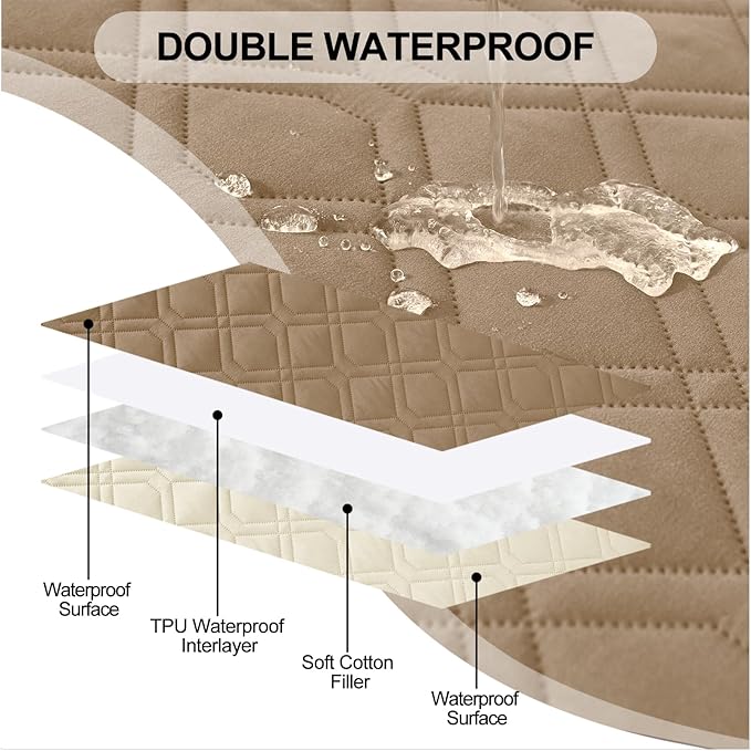 Smiry Waterproof Dog Blanket, 30x70 Inch Soft Pet Bed Cover Reversible, Washable Sofa Couch Furniture Protector for Small Medium Large Dog Puppy Cat, Camel/Beige