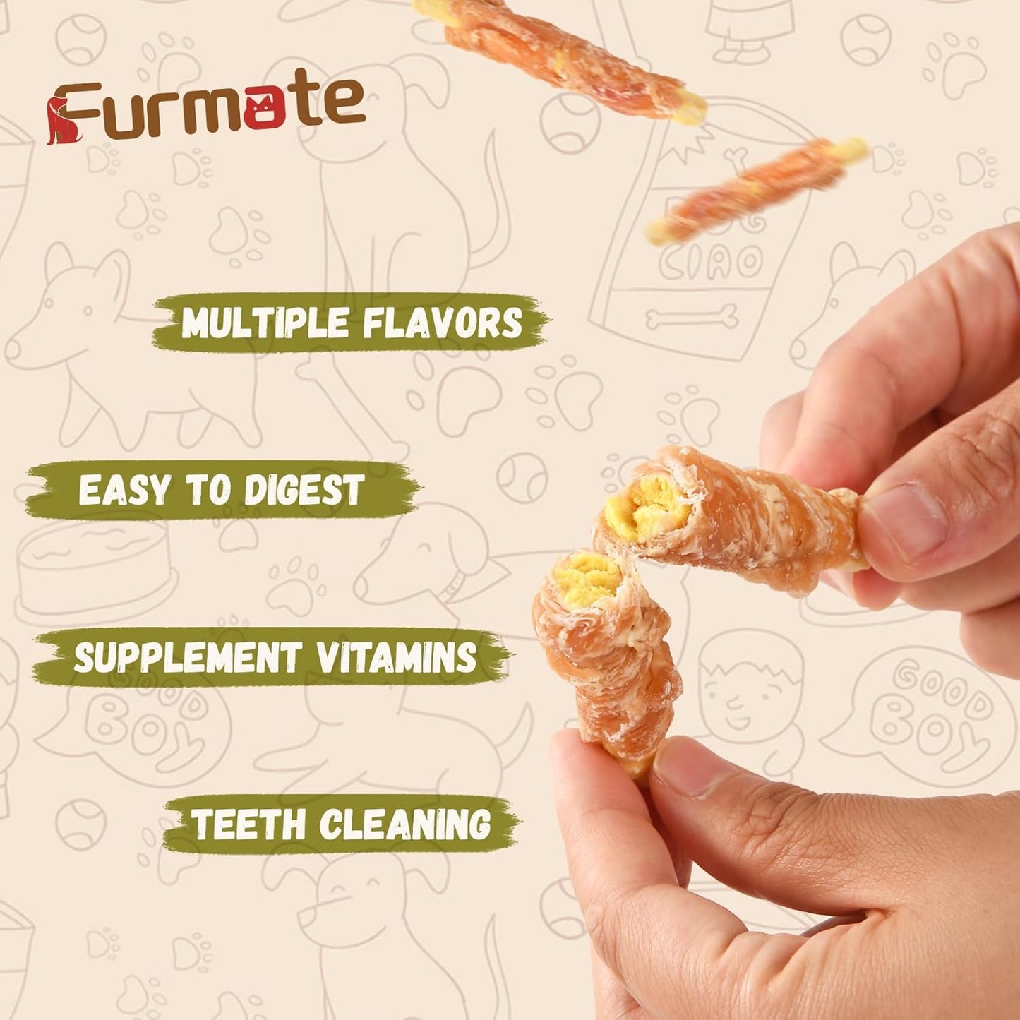 Chicken Jerky Wrapped Pumpkin Biscuits Treats for Dogs,Low Fat Rawhide Free Healthy Chewy Dog Training Treats,High Fiber Pumpkin Biscuits Dog Snacks for Small Medium Large Dogs 10.58 oz