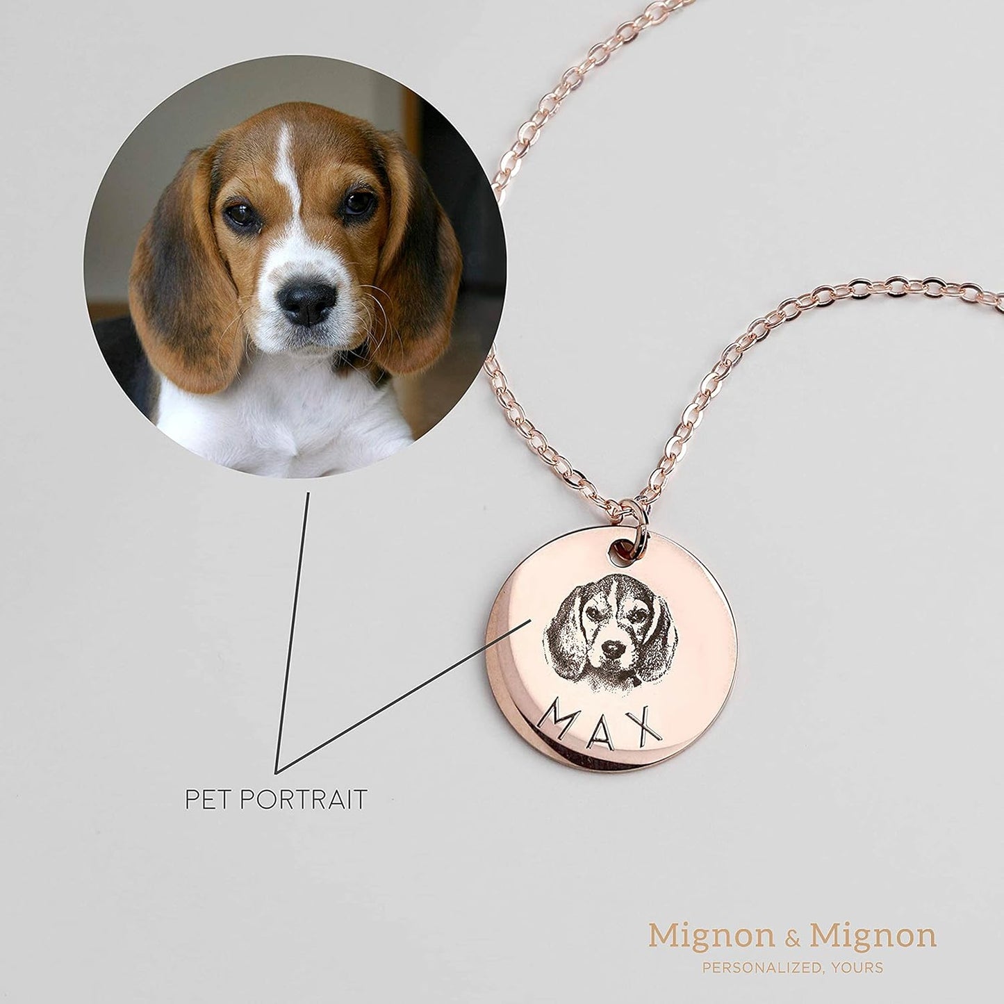 MignonandMignon Personalized Pet Portrait Necklace – Custom Jewelry Gift for Dog or Cat Lovers Unique Holiday Gifts for Her -LCN-AP