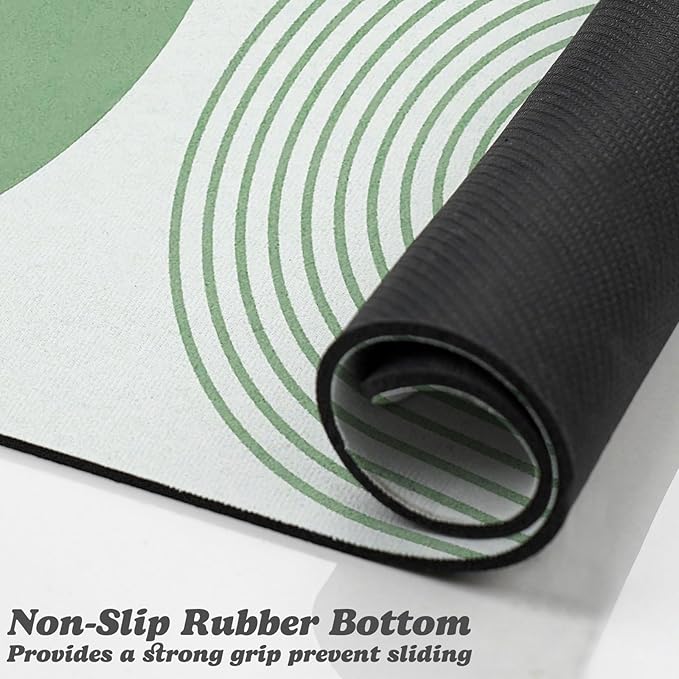 Dog Food Mats for Floors Waterproof, Cat Water Bowl Mats Pet Feeding Absorbent Mat Placemats for Food and Water Green Bohemia 17 * 30 inch