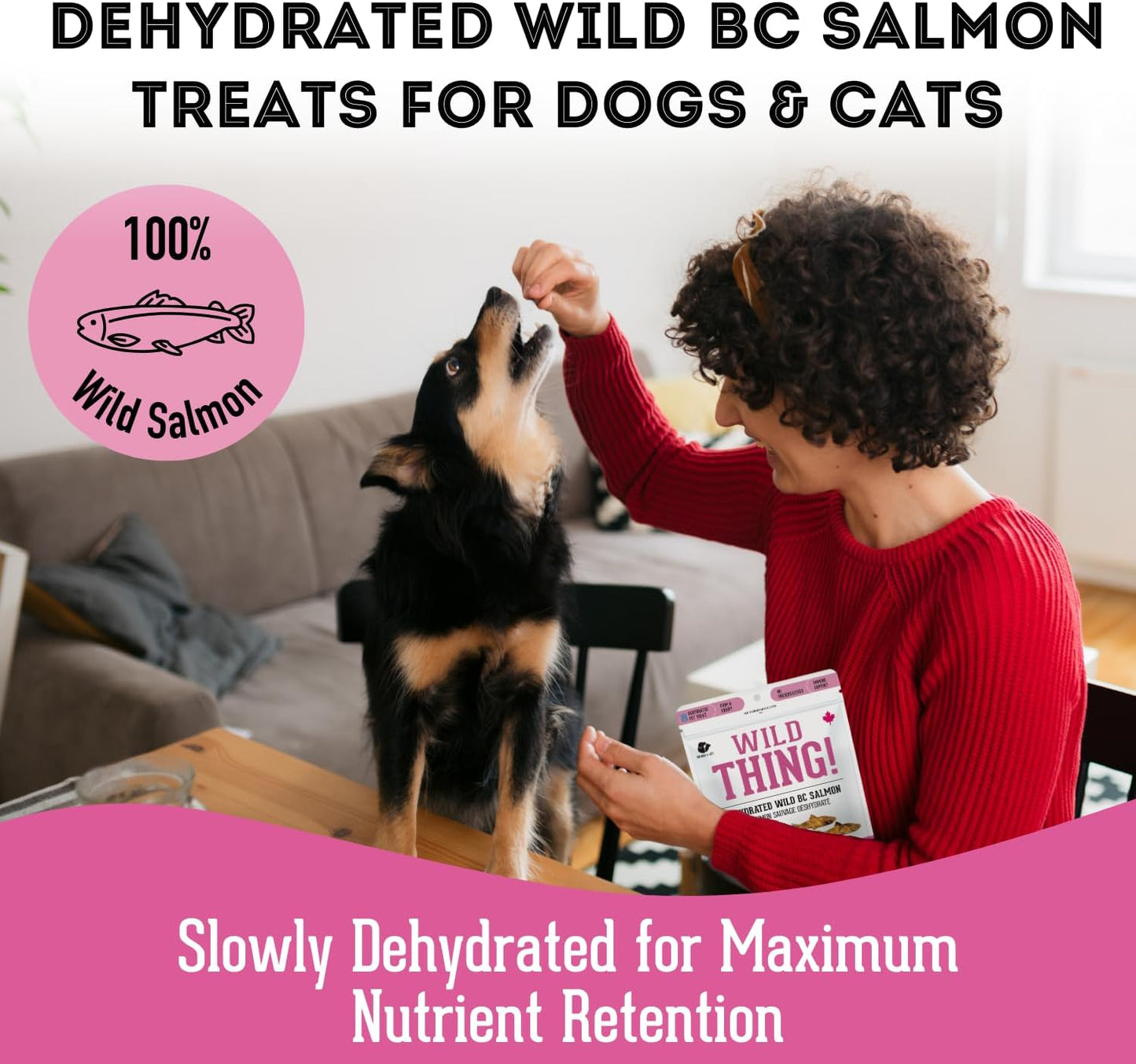 Dehydrated Wild Salmon Treats for Dogs & Cats (3 oz, Pack of 1) Single Ingredient to Maintain Nutrients Vitamins and Healthy Oils Made in Canada