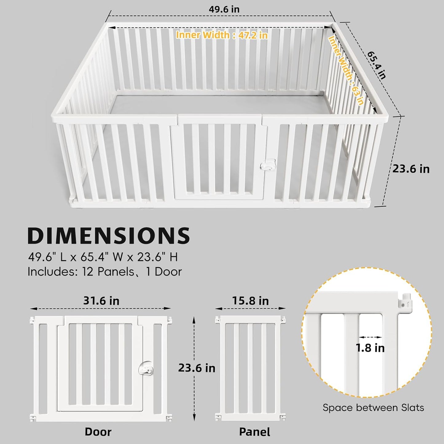 PALOPALO Indoor Outdoor Dog Playpen for Small/Medium Pets | Adjustable Non-Slip Base Puppy & Cat Pen | BPA-Free Plastic Kennel with Easy-Clean Design