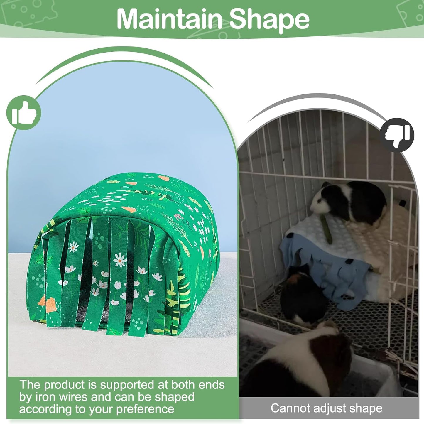 Guinea Pig Hideout Washable Guinea Pigs Tunnel with Curtains Hamster Hideout Cozy Guinea Piggy House Fit for Guinea Pig Cages Soft Guinea Pigs Accessories for Small Animals Hamster/Chinchilla/Bunny