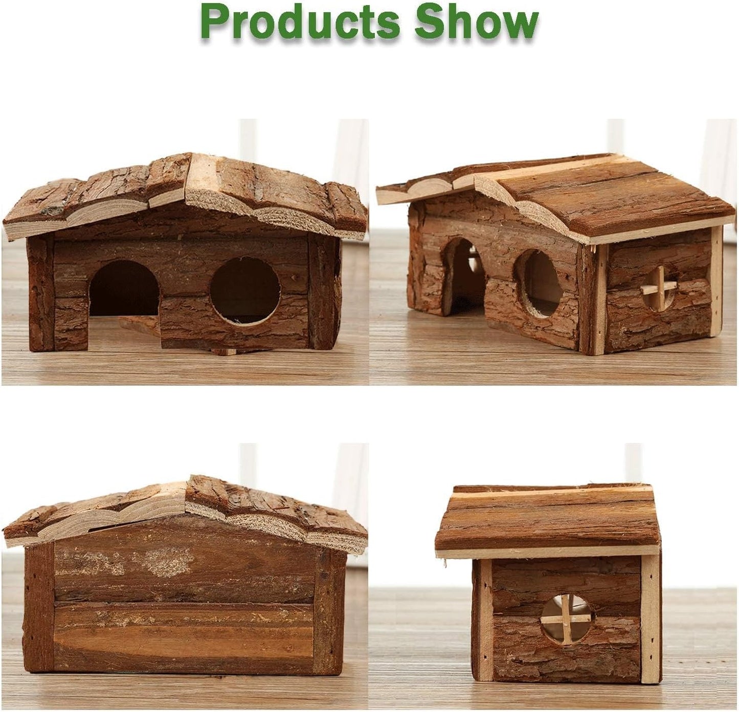 Hamiledyi Hamster Hideout Small Wooden House Natural Wood Rat Hut Hamster Bridge for Dwarf Mouse Playing Hiding