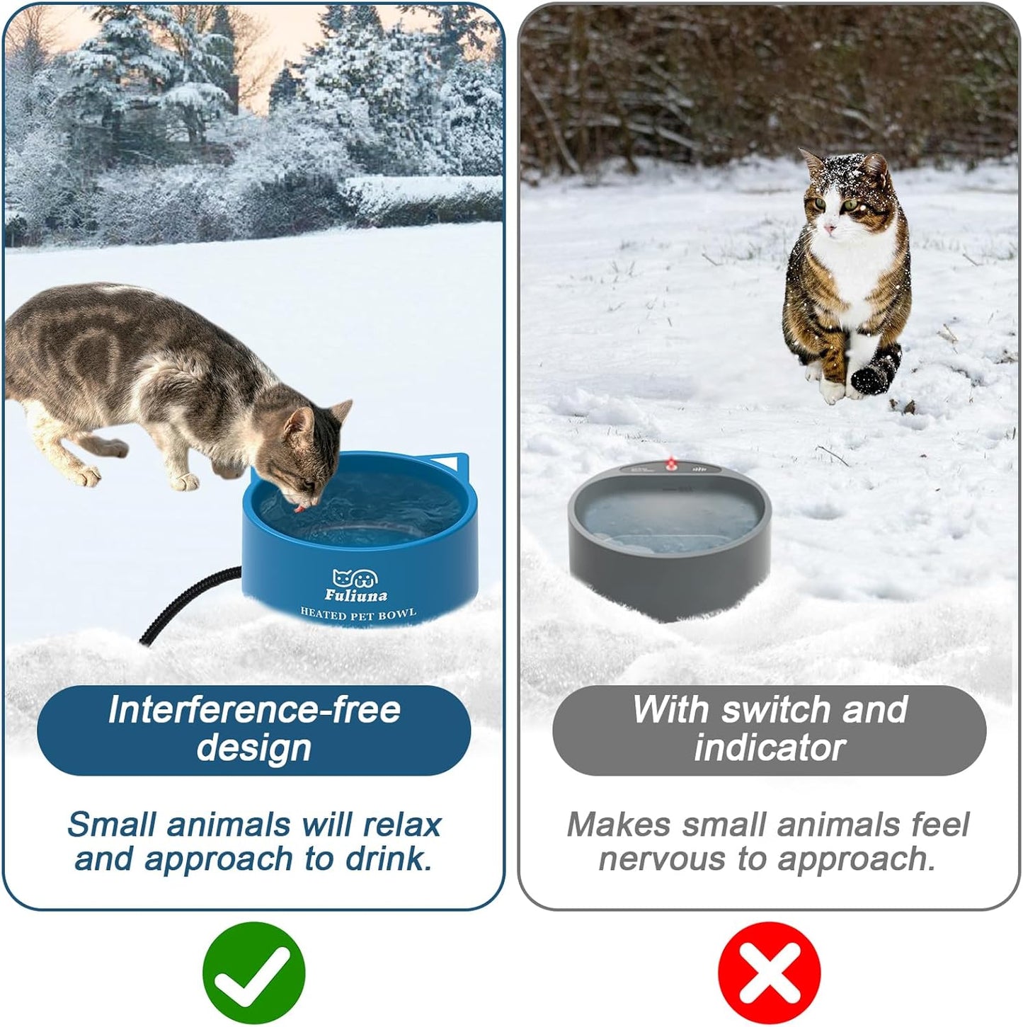 Heated Water Bowl for Outdoor Dog & Cat, Large Heated Dog Bowl Provides Drinkable Water in Winter, Outside Heated Pet Bowl with 78.7in Anti Chew Cord for Dogs Cat Bird Chicken Duck,108 OZ/30W