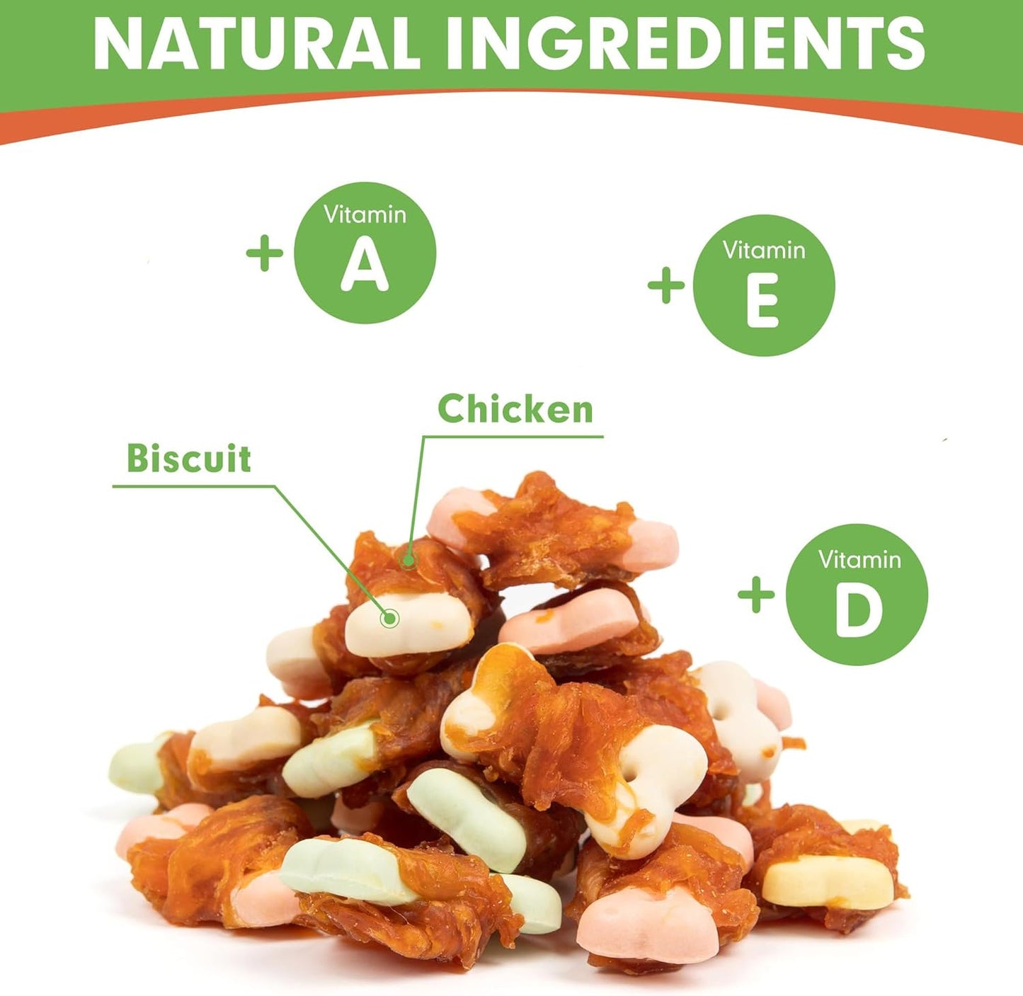 MON2SUN Dog Treats, Mini Chicken Wrapped Biscuits with Added Vitamins, Healthy Training Snacks for Small Medium and Large Dogs, 21.16oz