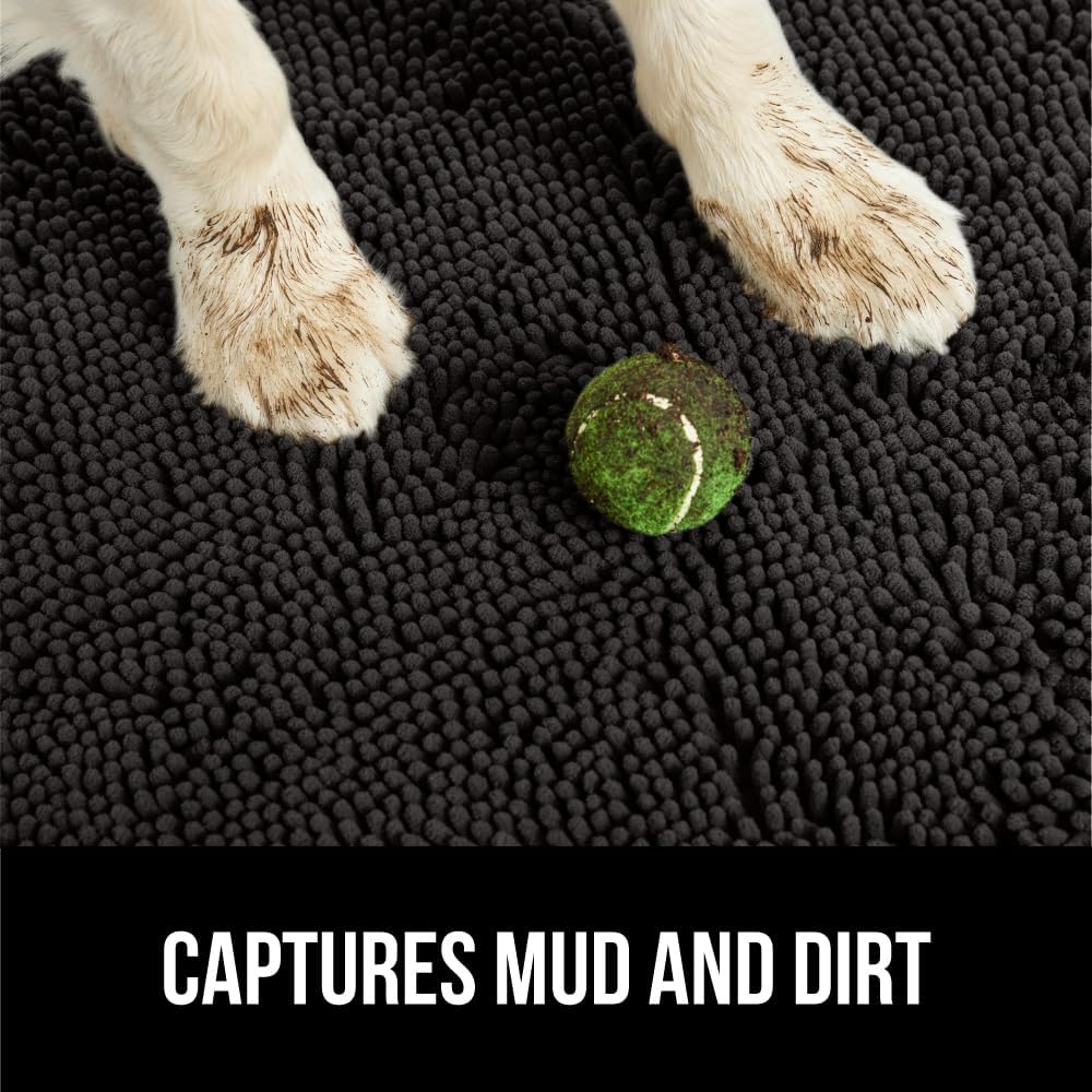 GORILLA GRIP Dog Doormat, Absorbent Doormats for Muddy Dogs Paws, Machine Washable Soakstopper Rugs, Cleaner Floors, US Designed Pet Bed Door Mat, Indoor Entrance Pets Rug, Mats 24x17 Black