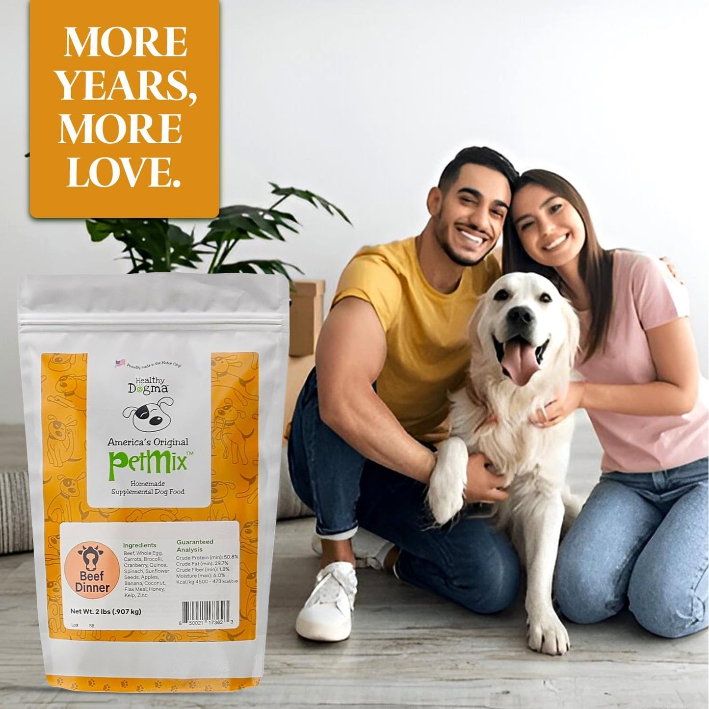 Healthy Dogma - PetMix Dehydrated Dog Food - Beef Dinner - Raw Food - Gluten Free, Clean Ingredient Food - No Preservatives, Homemade Dog Food Beef Recipe (2 lbs)