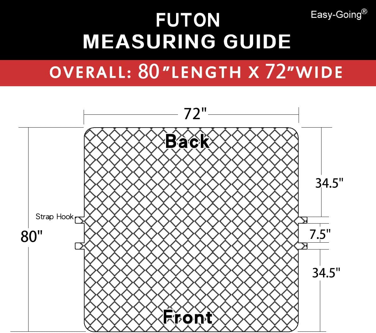 Easy-Going Futon Sofa Slipcover - Reversible Armless Couch Cover - Water Resistant for Pets & Kids (Cyan/Ivory)