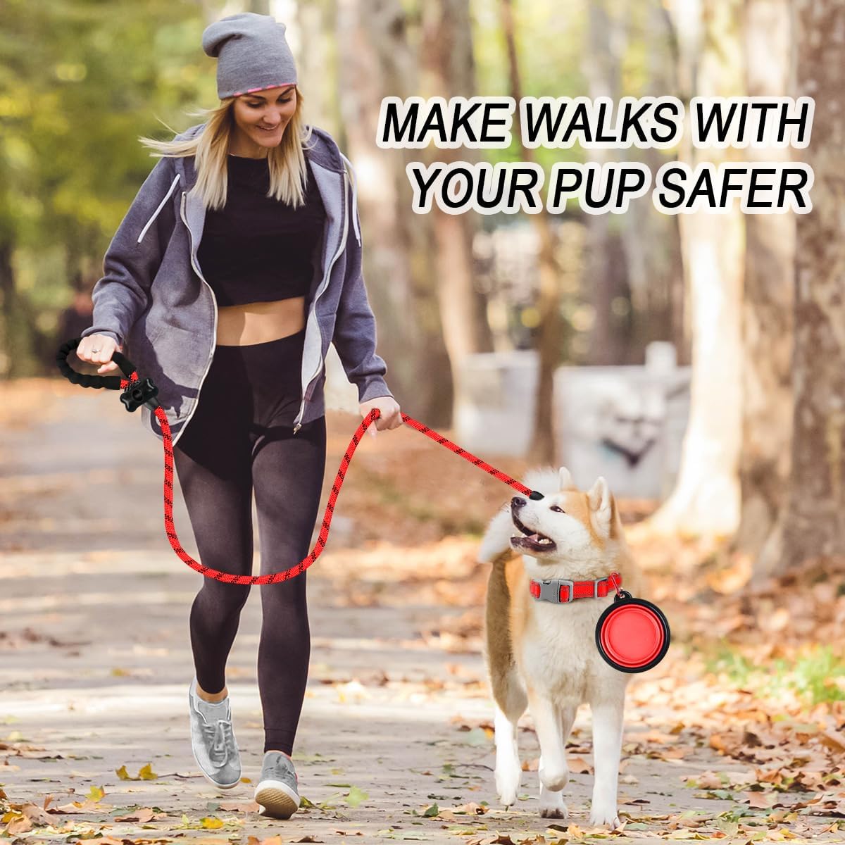 BARKBAY Dog Leashes for Large Dogs Heavy Duty Dog Leash 4/5/6 FT with Comfortable Padded Handle and Highly Reflective Threads for Medium Large Dogs Walking Training Running (5FT-1/2'',Red