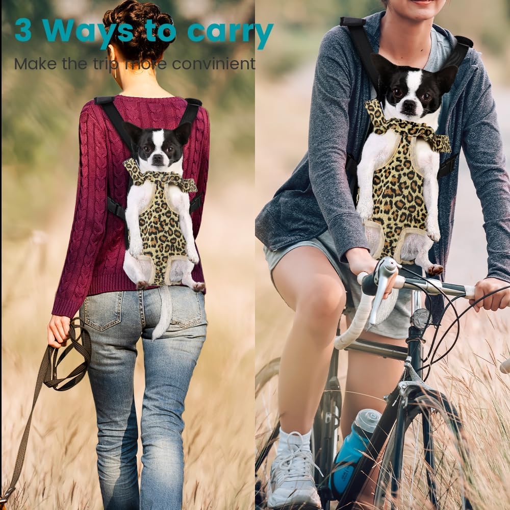 Inspack Dog Backpack Carrier/Cat Carrier, Adjustable Pet Front Carriers Travel Bag for Puppy Medium Dogs, Legs Out, Soft Ventilated Dog Chest Carry Backpacks for Hiking/Camping, 10-16 lbs, Black