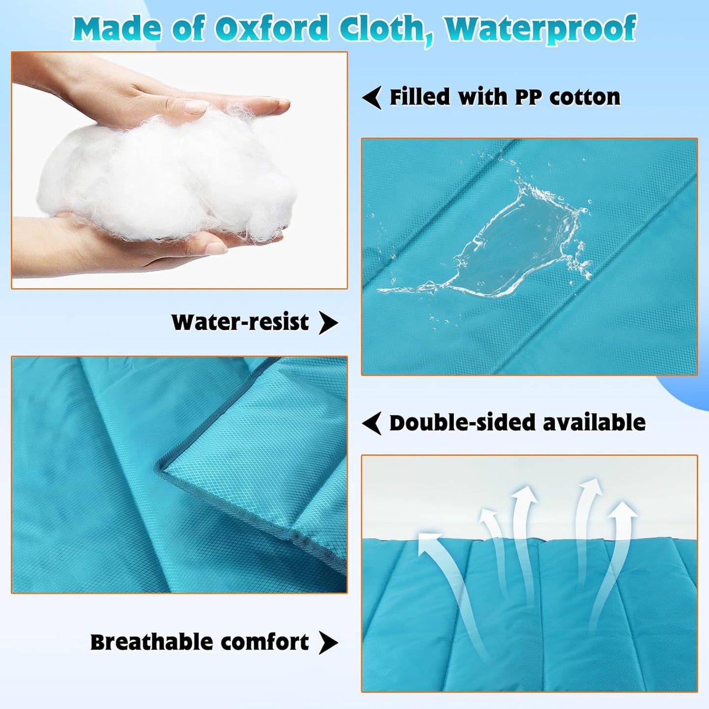 BWOGUE Large Outdoor Dog Bed Mat, Portable Waterproof Camping Dog Mat, Washable Dog Travel Mat with Carry Bag for Medium and Large Dogs Sleeping, 57"X39"（Blue）